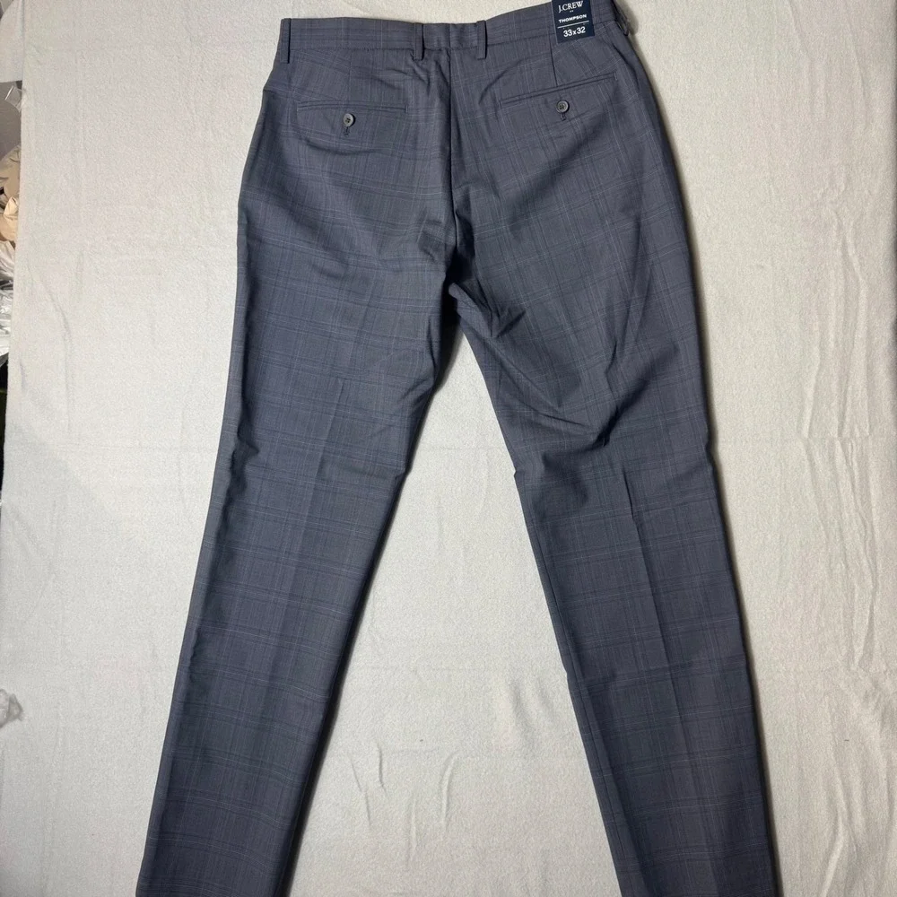 J.Crew Thompson Glen Plaid Dress Pants DBG Blue Grey AP879 Mens 33x32 New